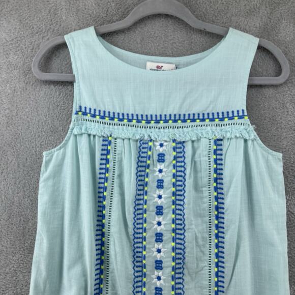 Vineyard Vines Dress Women 0 Crystal Blue Embroidered Shift Boat Neck Short New - Picture 3 of 13
